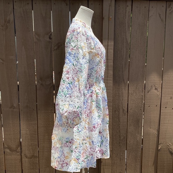 Avantlook Embroidered Eyelet Midi Dress Pastel Leaves - Picture 10 of 16